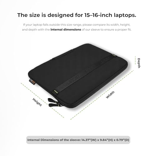 15.6-16 inch Laptop Sleeve Case Protective Briefcase Notebook Computer Bag | Waterproof Polyester, Fits Most Laptop Models, Shockproof Interior, Smooth Zippers, Slim Profile - color: Black, size: 16inch