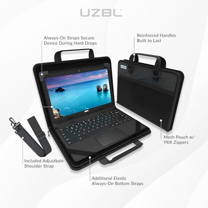 UZBL 11-11.6 Inch Zip Lite Always-on Chromebook Protective Hard Case with Accessory Pouch & Shoulder Strap - size: 1 Pack