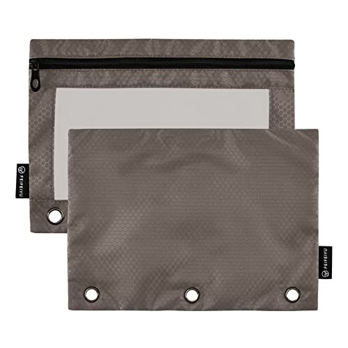 Binder Pouches,Brown Pencil Pouch for 3 Ring Binder 2 Pack Clear Pencil Bag with Zipper for Office School Supplies - color: Brown