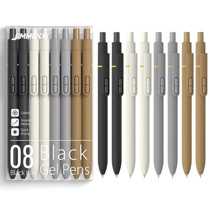 0.7mm Gel Pens Black Ink, 8 Pack Retractable Pens with Fidget Clip | Medium Point Smooth Writing, Quick-Drying, No Smudges, Stress Relief, Journaling, Note Taking, School, Office, Student/Adults - color: Classic -8Pcs Black Ink