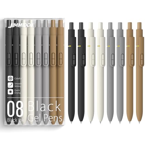 0.7mm Gel Pens Black Ink, 8 Pack Retractable Pens with Fidget Clip | Medium Point Smooth Writing, Quick-Drying, No Smudges, Stress Relief, Journaling, Note Taking, School, Office, Student/Adults - color: Classic -8Pcs Black Ink