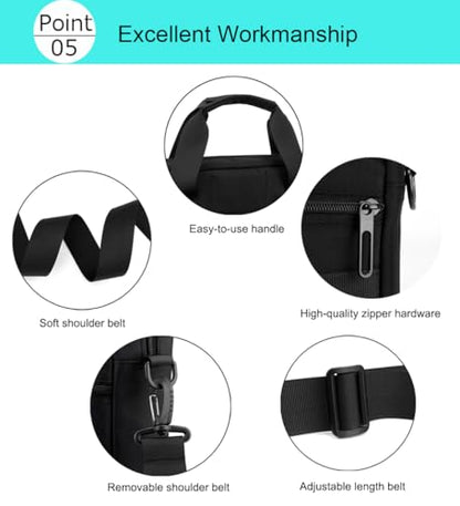 zhongningyifeng Laptop Bag 14 Inch Briefcase for Men Women Waterproof Nylon Lightweight, Shoulder Computer Messenger Bag for Business Office Work Travel College Black