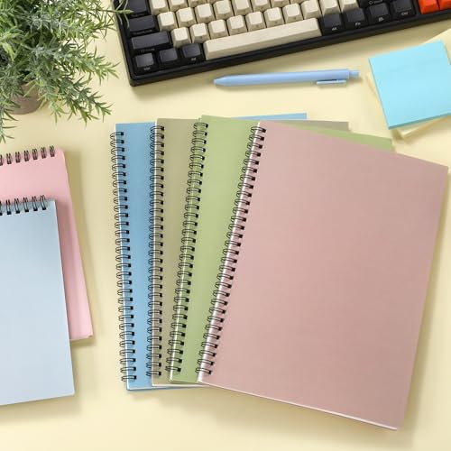 Fuutreo 6 Pack B5 Spiral Notebooks 10.5 x 7.45 Inch College Ruled Aesthetic Journal Kraft Hardcover 70 Sheets (140 Pages) Spiral Notebook for Office Students Work Journaling(Earthy Tones,Grassland) - color: Earthy Tones