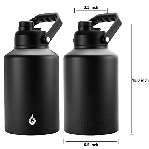 BJPKPK One Gallon(128 oz) Insulated Water Bottle, Dishwasher Safe Stainless Steel Jug, BPA Free Jug with Ergonomic Handle & Anti-slip Bottom, Large Water Bottle, Black - color: Black, style: 128oz