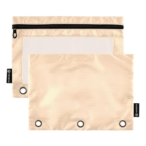 Gredecor Binder Pencil Pouch 3 Ring Peach Puff Zipper Pencil Pouches Case 2 Pack Clear Binder Organizer for School Office - color: Peach Puff