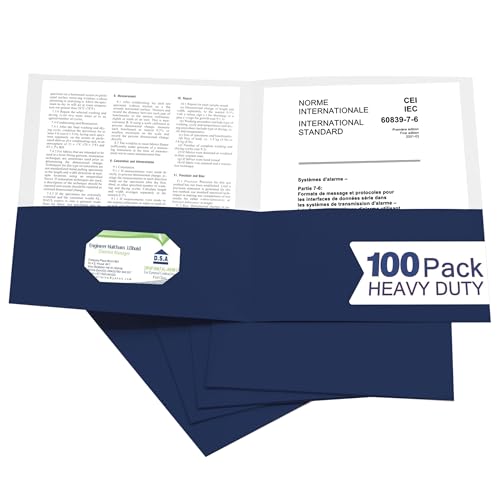 Zzrywuty 100 Packs Navy Blue Paper Folders with Pockets for Students,Businessmen and Office Workers,Letter Size,Two Pocket Folders with Card Slot for School Supplies,Office,Business - color: Blue-100pcs
