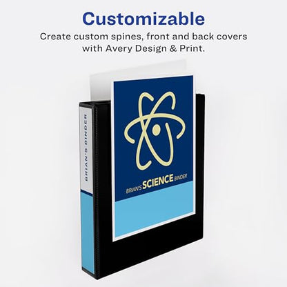 Avery Showcase Standard View 3 Ring Binder, 1.5" Slant Rings, 375-Sheet Capacity, 2.1 Inch Wide Spine,1 White Binder, Ideal for Lightweight Organization and Occasional Referencing (19651) (Pack of 2) - size: 1.5" (Pack of 2)