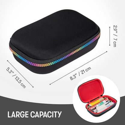 ZIPIT Black & Rainbow Pencil Box for Girls, Cute Pencil Case for School, Large Capacity Stationery Organizer Box - color: Black & Rainbow
