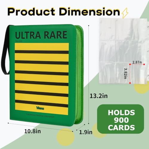 9-Pocket Trading Card Binder, PU Leather Zip Card Binder Album Holds 900 Cards for TCG, Sports Cards, Collectible Cards（CARTOON） - color: Cartoon1