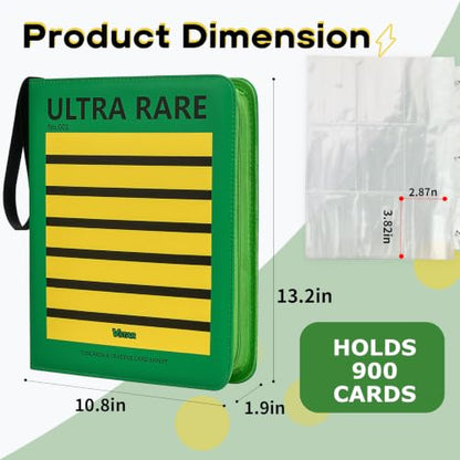 9-Pocket Trading Card Binder, PU Leather Zip Card Binder Album Holds 900 Cards for TCG, Sports Cards, Collectible Cards（CARTOON） - color: Cartoon1