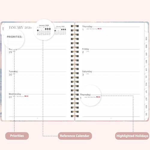 2026 Planner, Weekly and Monthly Calendar Planner Agenda, Jan 2026 - Dec 2026, Planning Academic Book, Office Desk Accessories and School Supplies - A5 (6.3'' x 8.5'') - color: D-Pink Sunset