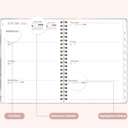 2026 Planner, Weekly and Monthly Calendar Planner Agenda, Jan 2026 - Dec 2026, Planning Academic Book, Office Desk Accessories and School Supplies - A5 (6.3'' x 8.5'') - color: D-Pink Sunset