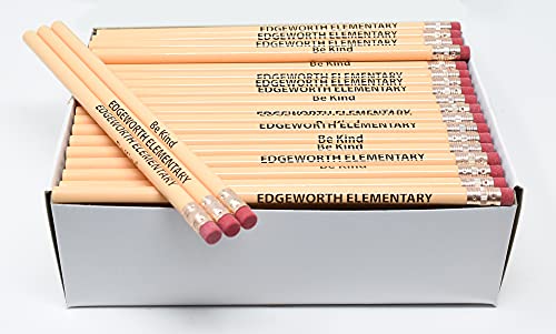 Pencil Guy Promotional Personalized Imprinted Cream Round Pencils | 144 to a box, 19 color(s) to choose from - color: Cream, size: 1 Count (Pack of 144)