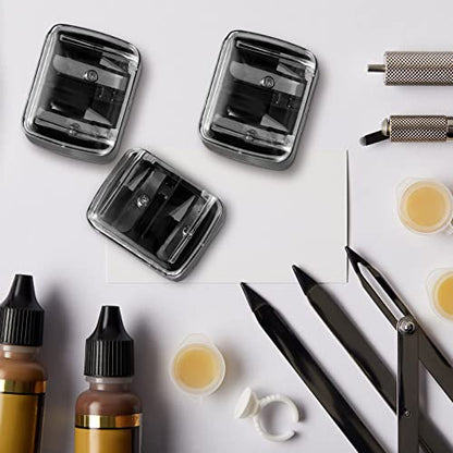 15 Pcs Eyeliner Sharpener Dual Makeup Sharpeners Cosmetic Tools Compact Makeup Sharpening Device for Eyeliner Lip Liner Pencils, Black