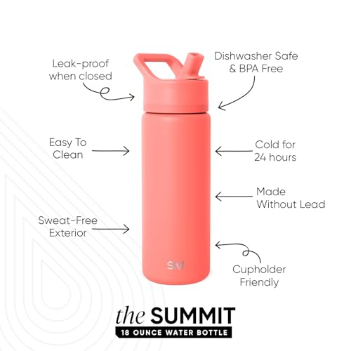 Simple Modern Kids Water Bottle with Straw Lid | Vacuum Insulated Stainless Steel Metal | Reusable Leak Proof BPA-Free Thermos for School | Summit Collection | 18oz, Honolulu - color: -Honolulu, style: 18oz