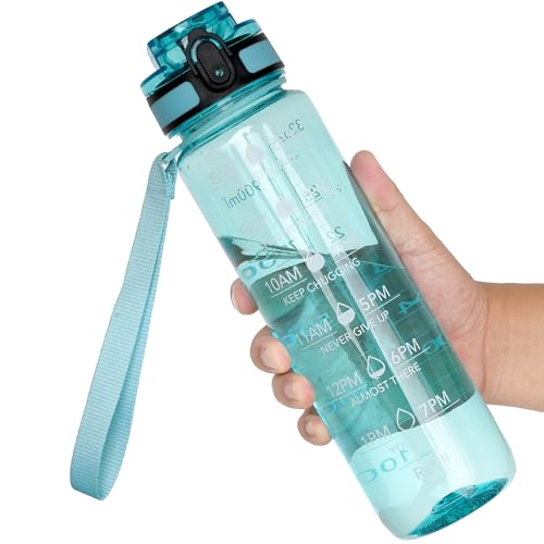 OLDLEY Water Bottle, 32oz Motivational Sports Water Bottle with Time Marker - Times to Drink - Tritan, BPA Free, Wide Mouth Leakproof,Surfer - color: Surfer