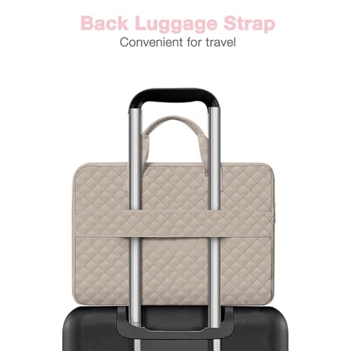 MOSISO 360 Protective Laptop Case 13.3 inch, 13-13.3 inch Laptop Sleeve Compatible with MacBook Air/Pro 13/Pro 14,HP Dell ASUS Lenovo, Square Quilted Bag Cover with 2 Pockets&Handle&Belt, Taupe Brown - color: Taupe Brown, size: 13.3 inch