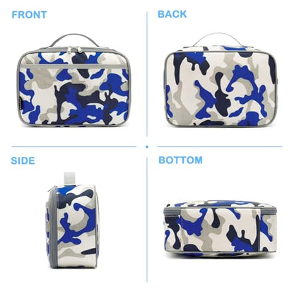 FlowFly Kids Lunch box Insulated Soft Bag Mini Cooler Back to School Thermal Meal Tote Kit for Girls, Boys,Blue Camo - color: Blue Camo