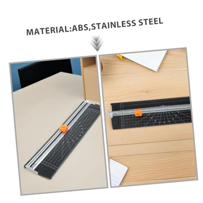 2pcs Mini Paper Cutter Trimmer with Foldable Ruler Lightweight Portable Scrapbooking Craft Tool for Students Home Office Precise Smooth Cutting for Photos Cardstock Black