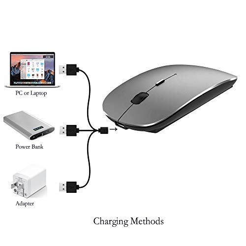 KLO Bluetooth Mouse for MacBook/Laptop/Notebook/pc/iPad/Chromebook, Wireless Mouse for MacBook Pro/AIR (Grey) - color: Grey
