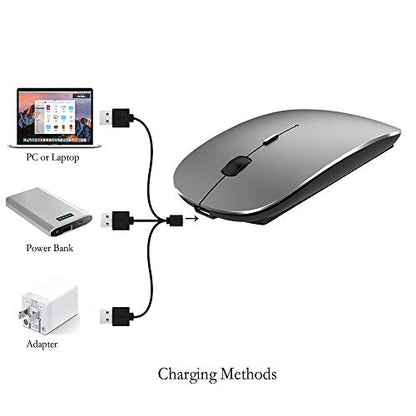KLO Bluetooth Mouse for MacBook/Laptop/Notebook/pc/iPad/Chromebook, Wireless Mouse for MacBook Pro/AIR (Grey) - color: Grey
