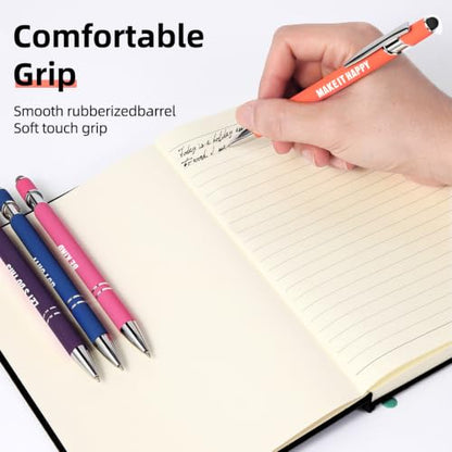 Ballpoint Pen 2-in-1 Stylus 8 Pack, Retractable Ballpoint Pen with Stylus tip Metal Stylus Pen for Touch Screens, 1.0 mm Black Ink (8 PACK-Motivational) - color: 8 PACK-Motivational