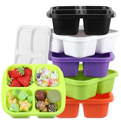 Honeydak 5 Pack Snack Containers 4 Compartment Bento Snack Boxes Reusable Lunchable Containers with Lids Divided Meal Prep Lunch Food Storage Box for School Work Travel(Halloween,Equal) - color: Halloween, style: Equal