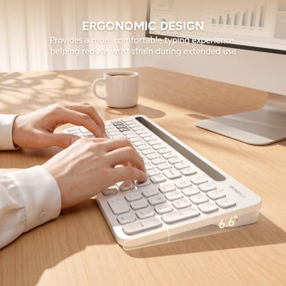 White Wireless Keyboard and Mouse Combo Number Pad with Tablet Holder for Tablet Bluetooth/2.4ghz Silent Compatible with PC Laptop Desktop (White) - color: White