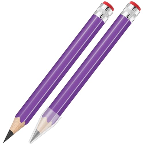 2 Pcs 13 inch Wooden Jumbo Pencils for Prop Giant Big Novelty Wood Pencil with Eraser for Fun Decor, School Projects, Party Favors, and Unique Gifts (Purple) - color: Purple, size: 1 Count (Pack of 2)