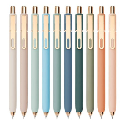 Linbsunne Gel Pens Black Ink Pens for Office 0.5mm Fine Point Pen Smooth Writing Retractable (Metal gold clip-10 pcs) - color: Gold clip-10 pcs