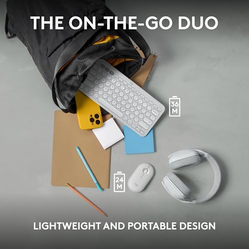 Logitech Pebble 2 Combo Wireless Keyboard and Mouse Quiet - Tonal White | Quiet and portable, customizable, Logi Bolt, Bluetooth, Easy-Switch, for Windows, macOS, iPadOS, Chrome - color: White