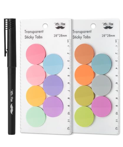 Mr. Pen- Round Transparent Sticky Notes, 1.1” Diameter, 14 Pads, 560 Sheets | Colorful, Water-Resistant See-Through Sticky Notes & Fineliner, Smooth Writing, Note Tabs for Bible Journaling, Studying - color: Macaron, size: 560 pcs