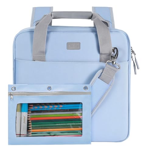Realove 3 Inch 3 Ring Zipper Binder with Double Shoulder Strap & Handle - 3” D-Ring Binder with Zipper with Multi-Pocket (for 13” Laptop & Tablet and Smaller) for School-Baby Blue(Pen not Included) - color: Baby Blue