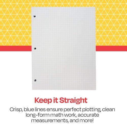 School Smart-86667 Double Sided Grid Paper, 3 Hole Punched, 8-1/2 x 11 Inches, 1/4 Inch Rule, White, Pack of 500