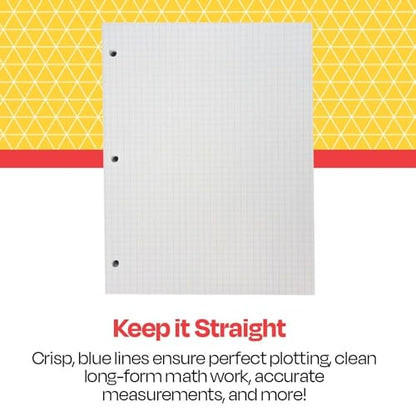 School Smart-86667 Double Sided Grid Paper, 3 Hole Punched, 8-1/2 x 11 Inches, 1/4 Inch Rule, White, Pack of 500