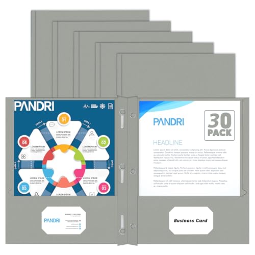 Two Pocket Folders, PANDRI 30 Pack Two Pocket Folders with Prongs, 3 Prong Folders Designed for Office and Classroom, Letter Size Grey - color: Grey