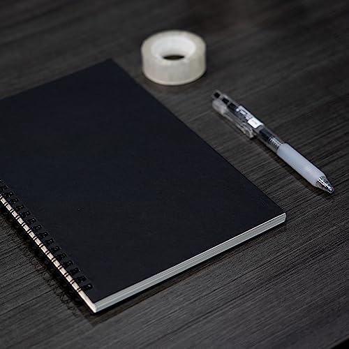Ykimok 2 Pack College Ruled Notebook, Soft Black Cover Spiral Notebook, Memo Notepad Sketchbook, Students Office Business Diary Spiral Book Journal,100 Pages, 50 Sheets, 7.5x 5.1 Inches