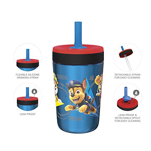 Zak Designs PAW Patrol Kelso Tumbler Set, Leak-Proof Screw-On Lid with Straw, Bundle for Kids Includes Plastic and Stainless Steel Cups with Additional Sipper (Paw Patrol- 3pc) - color: Paw Patrol, size: 3 Piece Set (Pack of 1)