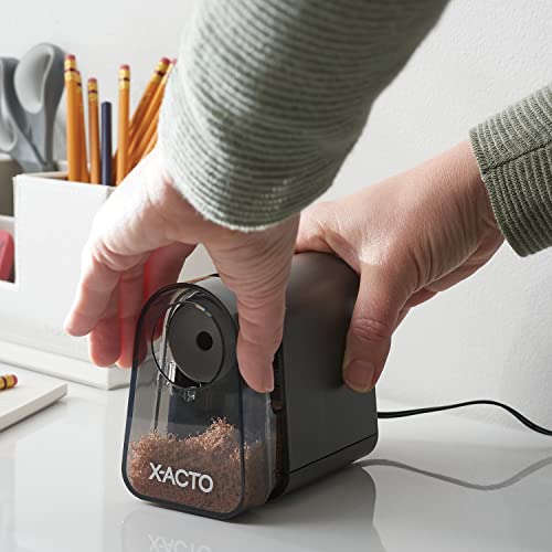X-ACTO Pencil Sharpener, Mighty Mite Electric Sharpener, With Pencil Saver®, SafeStart® Motor, Black - Classroom, School, Teacher Supplies - size: Pack of 1