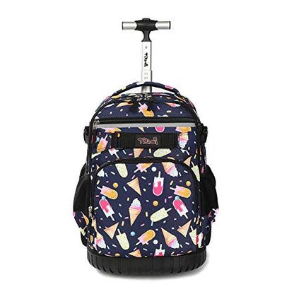 Tilami Rolling Backpack Armor Luggage School Travel Book Laptop 18 Inch Multifunction Wheeled Backpack Students - color: Summer Black