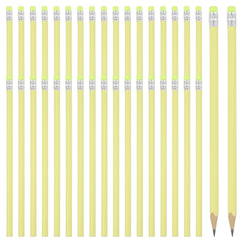 PATIKIL Round Pencils, 36 Pack Triangle HB Graphite Pencil Woodcase Wooden Pencils with Eraser for Classroom Office Writing Drawing Supplies, Yellow - color: Yellow