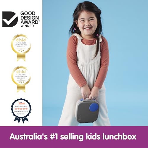 b.box Mini Lunch Box Kids | 4.25 Cup Leak Proof Bento Box for Kids Ages 3+ | 3 Compartment Snack Containers, School Lunch Container, Dishwasher Safe, BPA-Free, PFAS-Free - Blue Slate - color: Slate, size: 1-pack