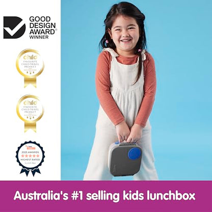 b.box Mini Lunch Box Kids | 4.25 Cup Leak Proof Bento Box for Kids Ages 3+ | 3 Compartment Snack Containers, School Lunch Container, Dishwasher Safe, BPA-Free, PFAS-Free - Blue Slate - color: Slate, size: 1-pack