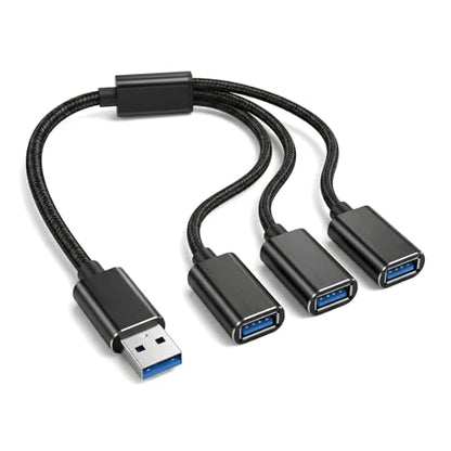 USB Splitter 1 in 3 Out, USB A Splitter Adapter, 2025 Upgraded USB 2.0 Male to 3 Female Y Extension Hub Cable for PC/Laptop/Xbox/Flash Drive/Mouse/Keyboard(Black)