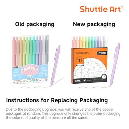 Shuttle Art Retractable Pastel Gel Ink Pens, 11 Pack Black Ink Pens, Cute Pens 0.5mm Fine Point for Writing Journaling Taking Notes School Office Home - color: 11 Black Ink