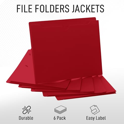 Red File Jackets, 1 Inch Expansion, Letter Size, Reinforced Straight-Cut Tab, 6 Pack - color: Red, style: 1 Inch Expansion