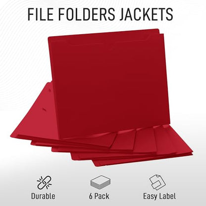 Red File Jackets, 1 Inch Expansion, Letter Size, Reinforced Straight-Cut Tab, 6 Pack - color: Red, style: 1 Inch Expansion