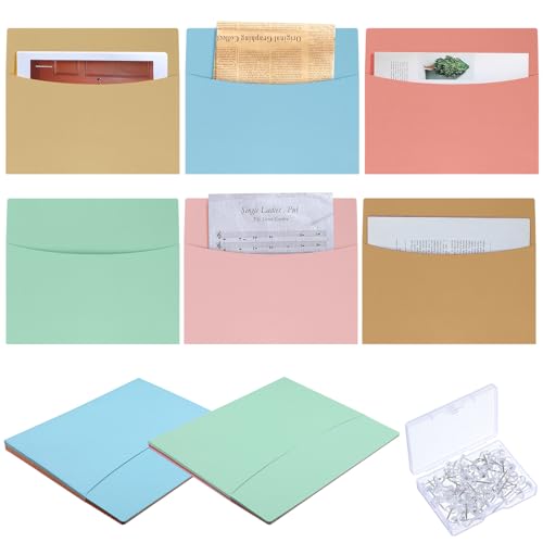 Newtay 24 Pcs Oversized Wall File Holder 10 x 12 Inches 6 Colors Assortment Hanging Wall File Folder Organizer for Classroom Bulletin Boards Office Home Studying (Pastel Color) - color: Pastel Color