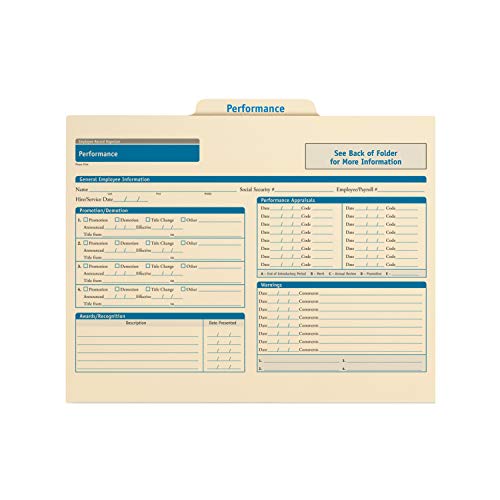 ComplyRight Performance Folder, Pack of 25 | 9-1/2" x 11-3/4", Document Filing Folder for Businesses, HR Employee Management Documentation Office Supplies - style: Performance