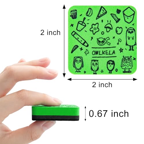 OWLKELA 30Pcs Dry Erase Erasers, Magnetic Whiteboard Eraser, Mini Whiteboard Cleaning Pads for Classroom, Office and Home, Green - color: Green, size: 30 Pcs